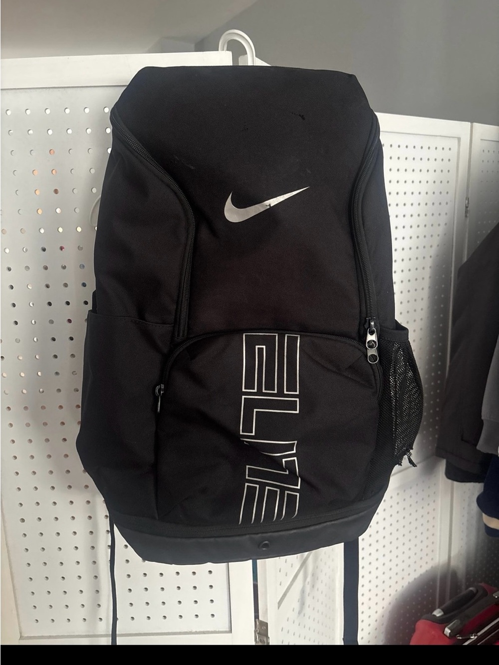 Nike Black Backpack with White Swoosh and 'ELITE' Graphics